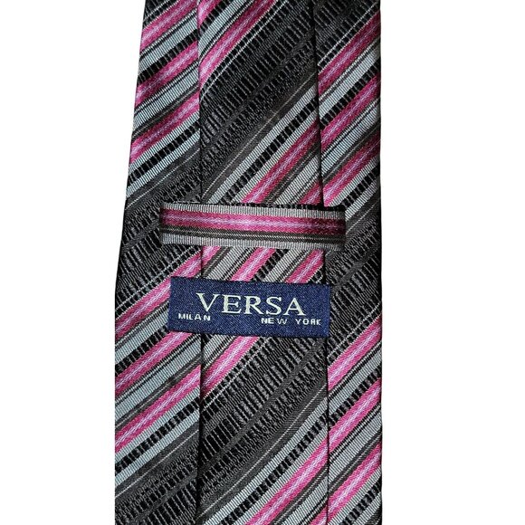 VTG Versa Milan New York 100% Silk Handmade Striped Tie - Picture 2 of 5